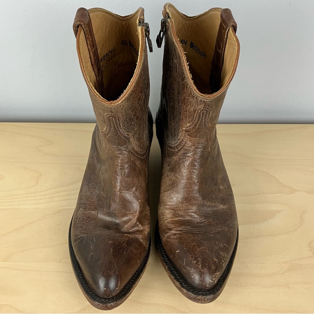 Lucchese Women’s Size 6.5 Brown Leather Western Ankle Booties Side Zip USA - Picture 4 of 13